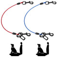 Dog Car Harnesses Dog Seatbelt of Coated Wire Leash Safety Restraint No Chew Tether Cable Vehicle Dog Accessories Double Clips & Latch Attachment (Red+Blue 32 inch/80 cm)