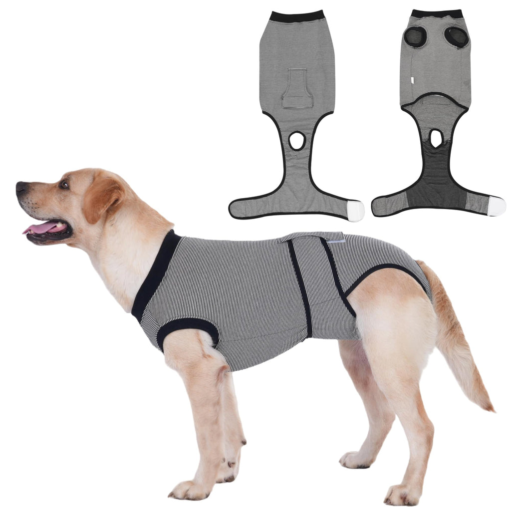 Body Suit for Dogs Neutered Spayed Dog Body Suits After Surgery Cone Alternative Dog Weaning Skin Protection Wear Professional Dog Onesies for Large Dogs 3XL Recovery Suit for Dogs Gery Stripes