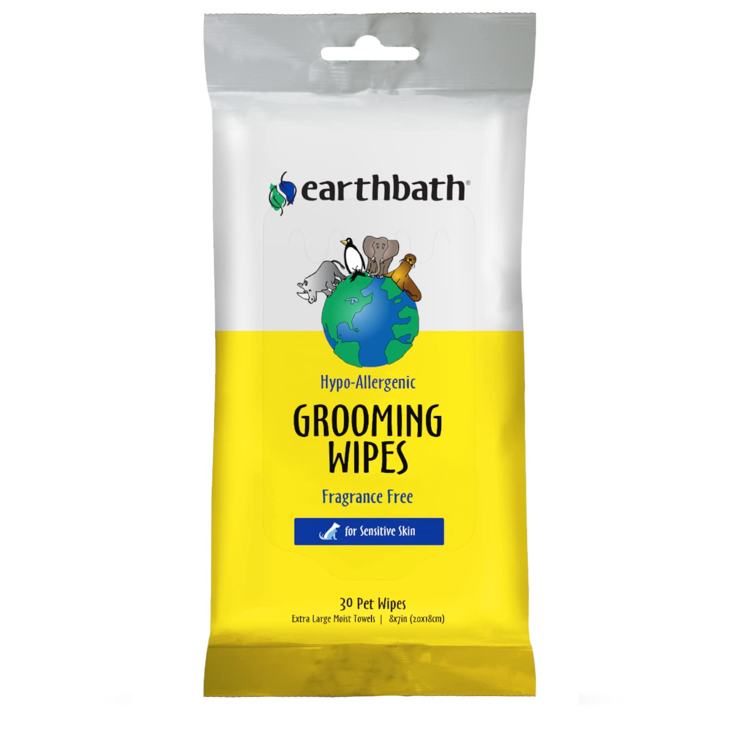 earthbath Hypo-Allergenic Grooming Wipes - Fragrance Free Dog Wipes for Paws and Butt Best Pet Wipes for Dogs with Sensitive Skin Made in USA Cruelty-Free Dog Cleaning Wipes - 30 Count (1 Pack)