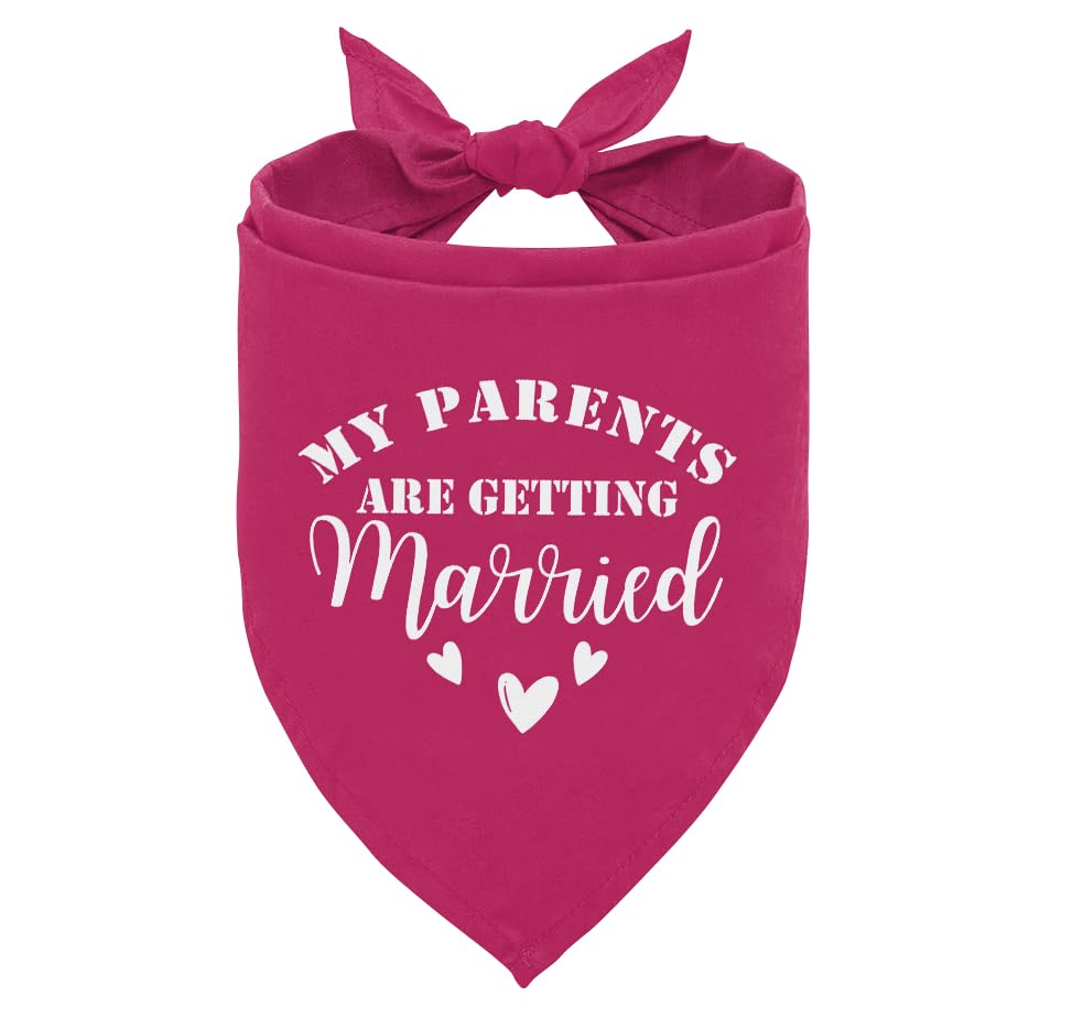 My Parents are Getting Married Dog Bandana Deep Pink Dog Bandana Dog Wedding Bandana Dog Engagement Bandana Pet Dog Scarf Accessories Dog Bandana for Small Medium Large Dogs (E34)