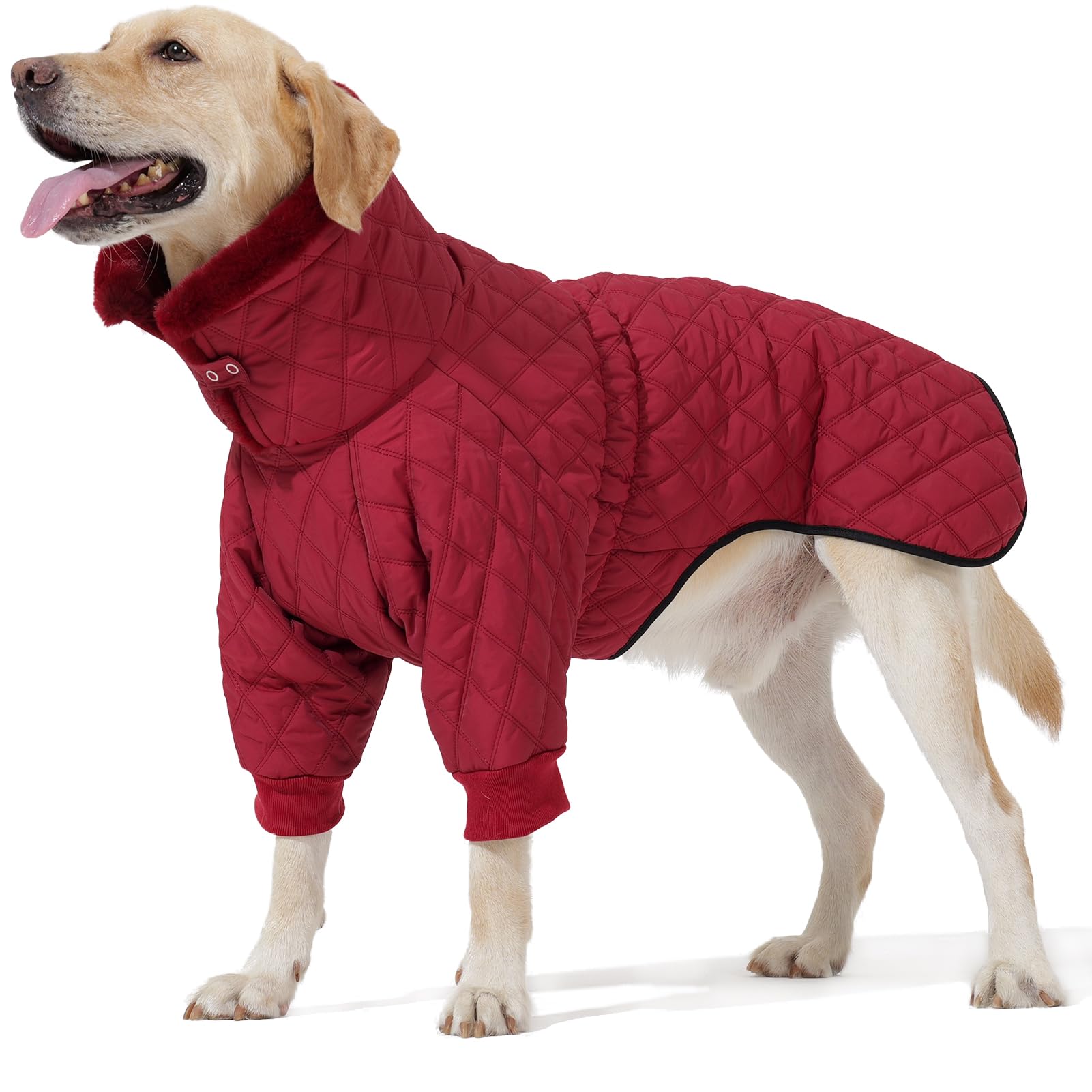 Warm Dog Coat with Double Zipper Winter Dog Clothes for Small Medium Large Dogs Turtleneck Dog Puffer Jacket Two Legs Dog Cold Weather Coats Wind & Waterproof Dog Winter Jacket