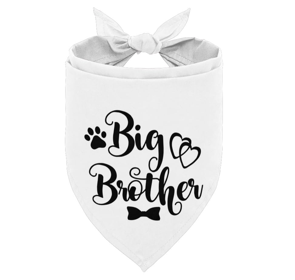 Dog Bandana Big Brother Dog Bandana Dog Scarf White Printing Dog Scarf Accessories Dog Bandana Pet Scarf Pet White Scarf Gender Reveal Accessories Dog Bandana Gift for Small Medium Large (A20)
