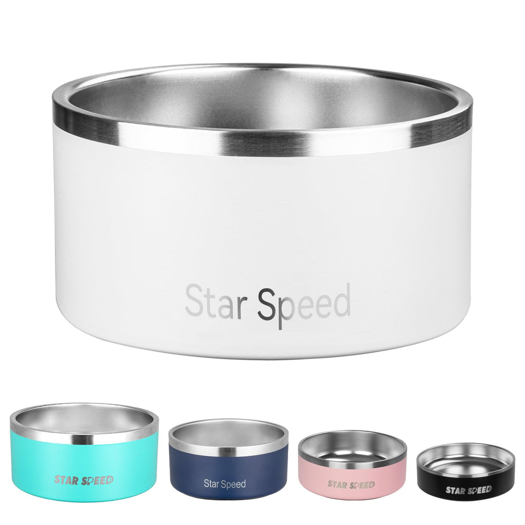 200oz Large Stainless Steel Dog Bowl. Extra Large Dog Water Bowls for Large Dogs with Rubber Bottom Drop Resistant and Durable Keeps Cold Fits Different Size Big Dog Food Bowls. (200 OZ White)
