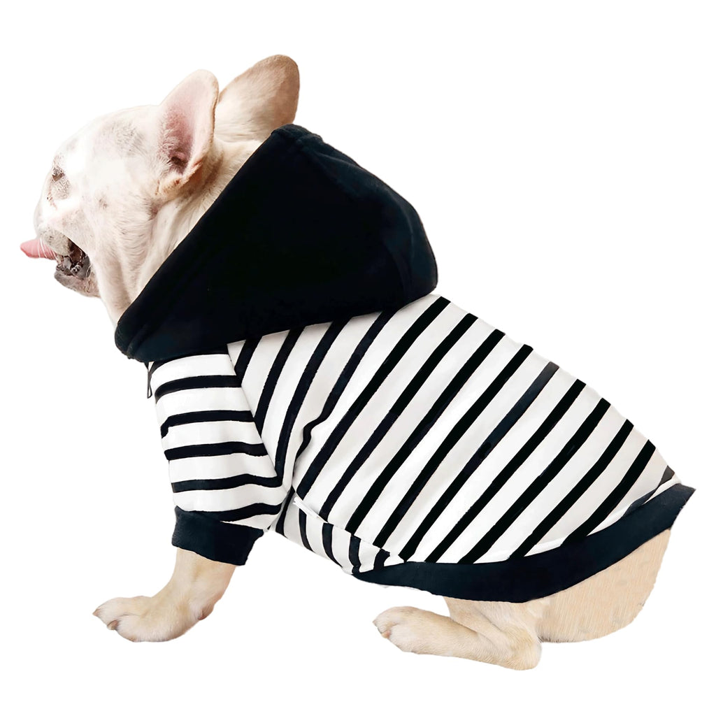 CHEERTAILS Dog Sweaters for Small Dogs Boy Zipper Closure Striped Dog Hoodie for Small Dogs Fleece Small Dogs Sweaters for Boys Frenchie Bulldogs Small Dog Clothes Boy (XS)