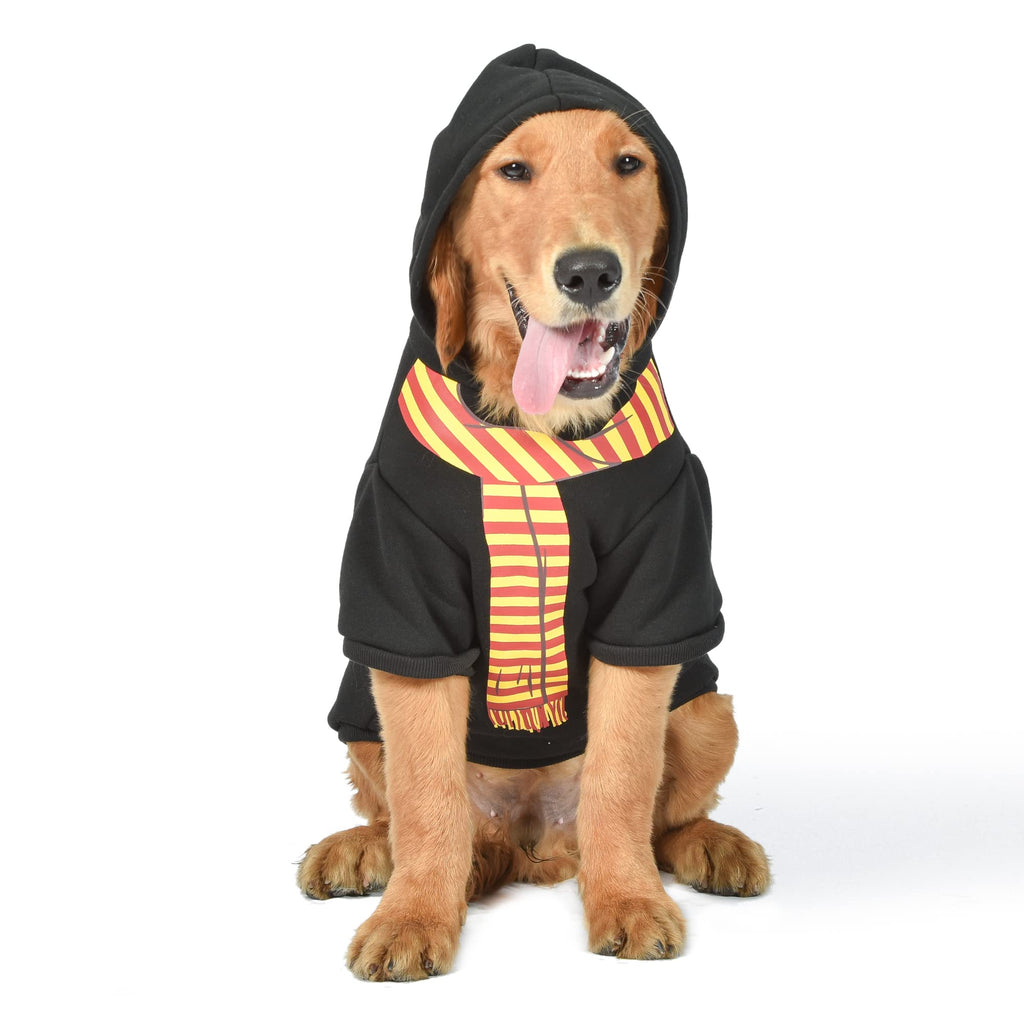 HARRY POTTER Gryffindor Pet Hoodie with Faux Scarf - Size Medium | Accessories for Dogs | Dog Accessories for Hogwarts Houses Gryffindor Black Dog Hoodie
