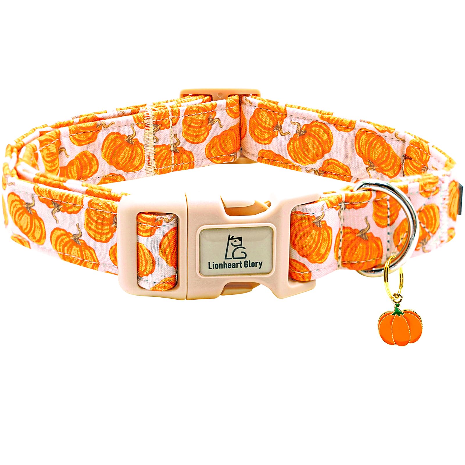 Lionheart glory Halloween Dog Collars Pumpkin Pink Dog Collar Heavy Duty Adjustable Fall Dog Collar for Medium Collar Dog Female or Male Dog Collar