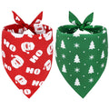 SZEE Christmas Dog Bandanas 2PCS Santa Claus and Christmas Tree Double-Layer Dog Scarf for Small Dogs and Large Cats Funny Christmas Dog Costumes for Holiday Photo Prop Parties (S Red & Green)