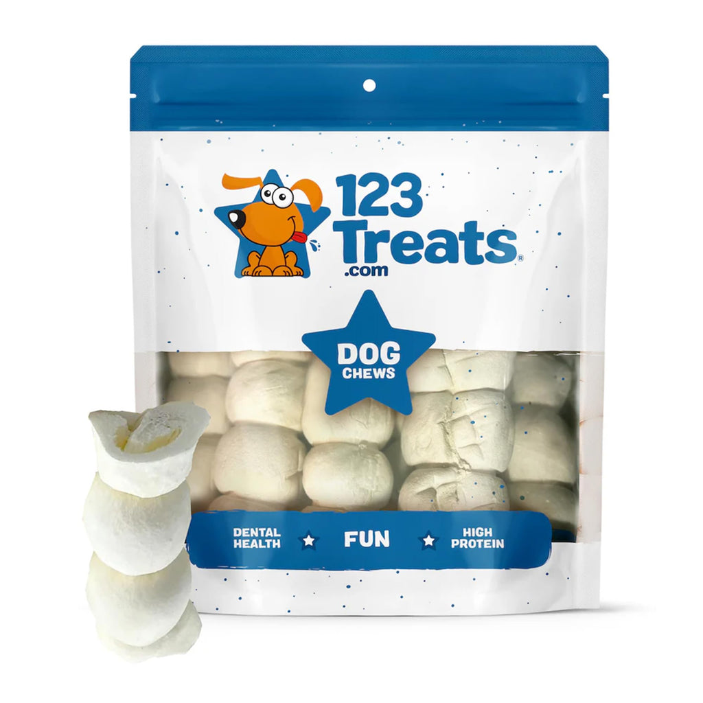 123 Treats - Thick Beef Cheek Retriever Roll for Dogs (10-12" - 6 Count) | Beef Cheek Rolls for Dogs