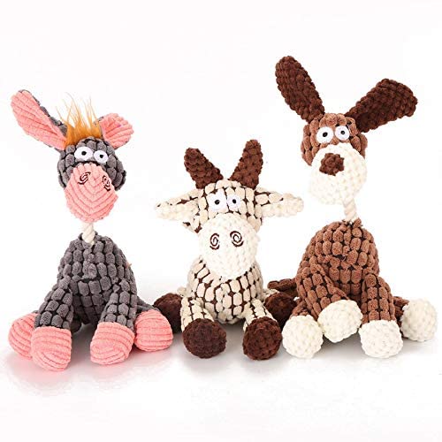 Glow Pups Farm Animal Dog Toys for Small Dogs Stuffed Dog Toy Multi Pack Dog Toys Puppy Toy Dog Toy with Squeaker and Rope (3 Pack: Donkey Cow Dog)
