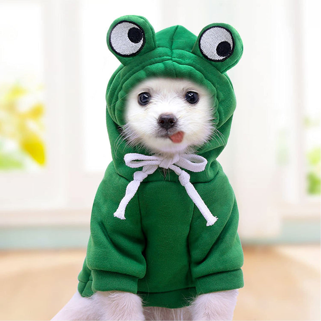 Cnorialy Dog Hoodie Frog Shape Pet Clothes Dogs Hooded Sweatshirt Cold Weather Costume for Dogs Cats