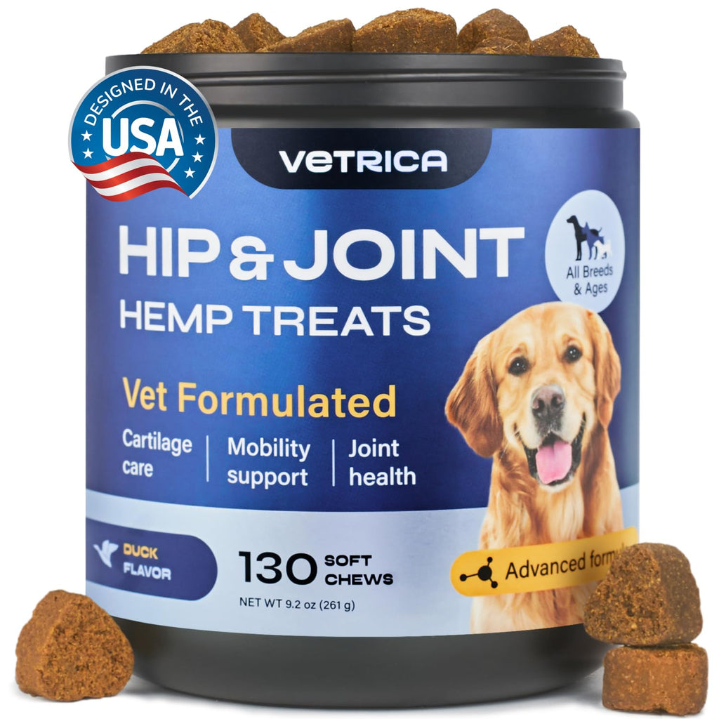 Glucosamine for Dogs - Hemp Joint Supplement for Dogs - Glucosamine Chondroitin for Dogs with MSM - Hip and Joint Chews for Dogs Mobility Support - Hip & Joint Pain Relief- Hemp Seed Oil Vitamin C