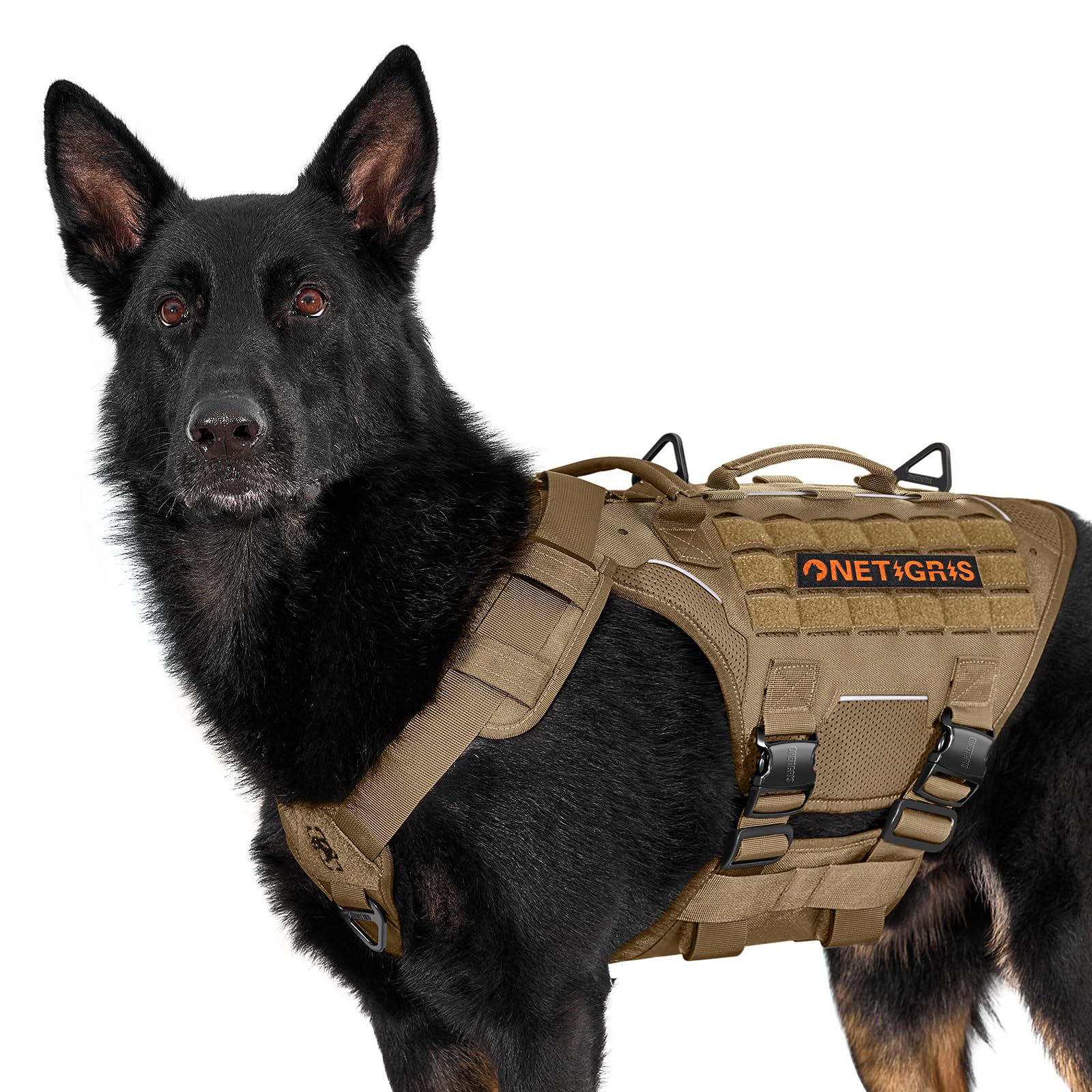 OneTigris Dog Harness for Large Dogs Tactical Dog Vest with Metal Buckles Torpedo Military Medium Sized Dog Heavy Duty Reflective Dog Harness