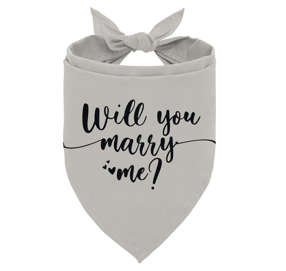 Will You Marry Me? Dog Bandana Light Color Dog Bandana Engagement Announcement Marriage Proposal Dog Bandana Pet Dog Scarf Accessories Dog Bandana for Small Medium Large Dogs (D70)