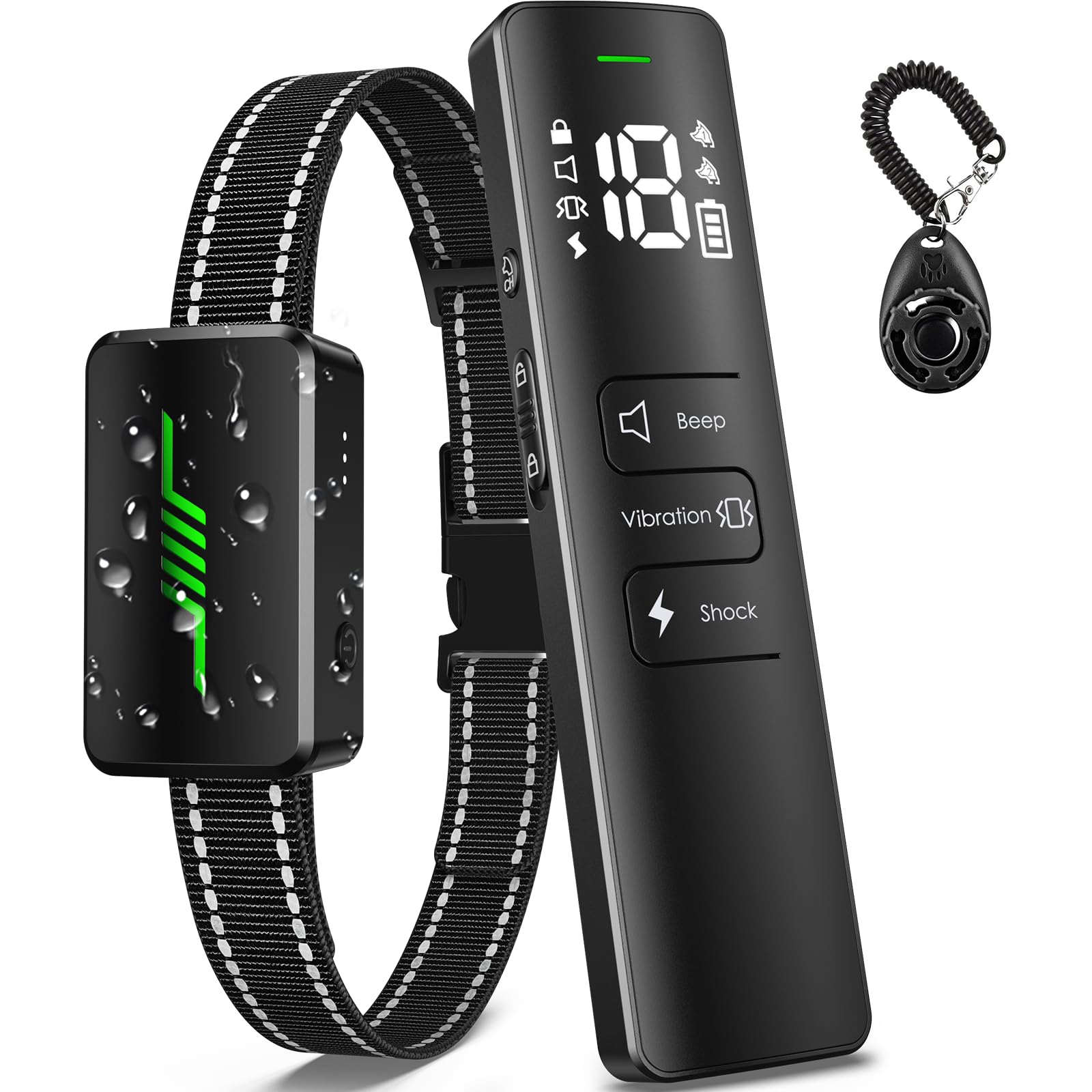 Dog Shock Collar 2023 New User-Friendly IPX7 Waterproof Dog Training Collar with 3 Modes Electric Shocker for 10-120lbs 2600FT E-Collar for Large Medium with Training Clicker (Black)