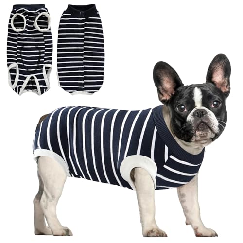 Recovery Suits for Dogs Cats Dog Surgery Suits Female and Male spay Breathbale Dog After Surgery Suits Dog Onesie for Surgery Female Male Anti Licking Dog Surgical Suits (Blue White Strip XXL)