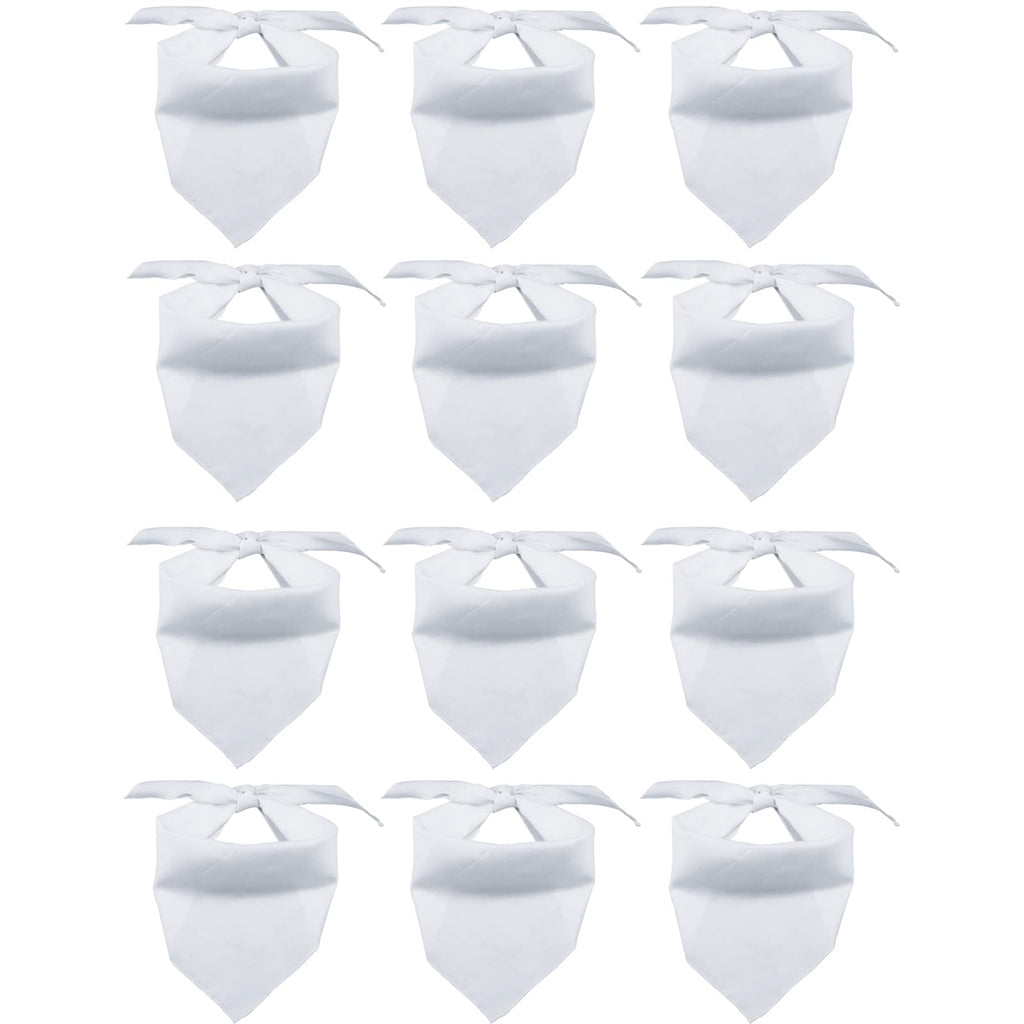 12 Pieces Sublimation Pet Bandanas White Heat Transfer Triangle Dog Scarf Blank Big Washable DIY Polyester Dog Bibs Kerchief Apparel Accessories for Dogs Puppy Cats (White-12Pack)