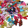 Chenkou Craft Random of 100pcs Puppy Yorkie Dog Hair Bow with Rubber Band Rhinestone Pet Grooming Products Mix Colors Varies Patterns Pet Hair Bows Dog Accessories