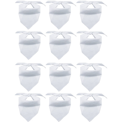 12 Pieces Sublimation Pet Bandanas White Heat Transfer Triangle Dog Scarf Blank Big Washable DIY Polyester Dog Bibs Kerchief Apparel Accessories for Dogs Puppy Cats (White-12Pack)