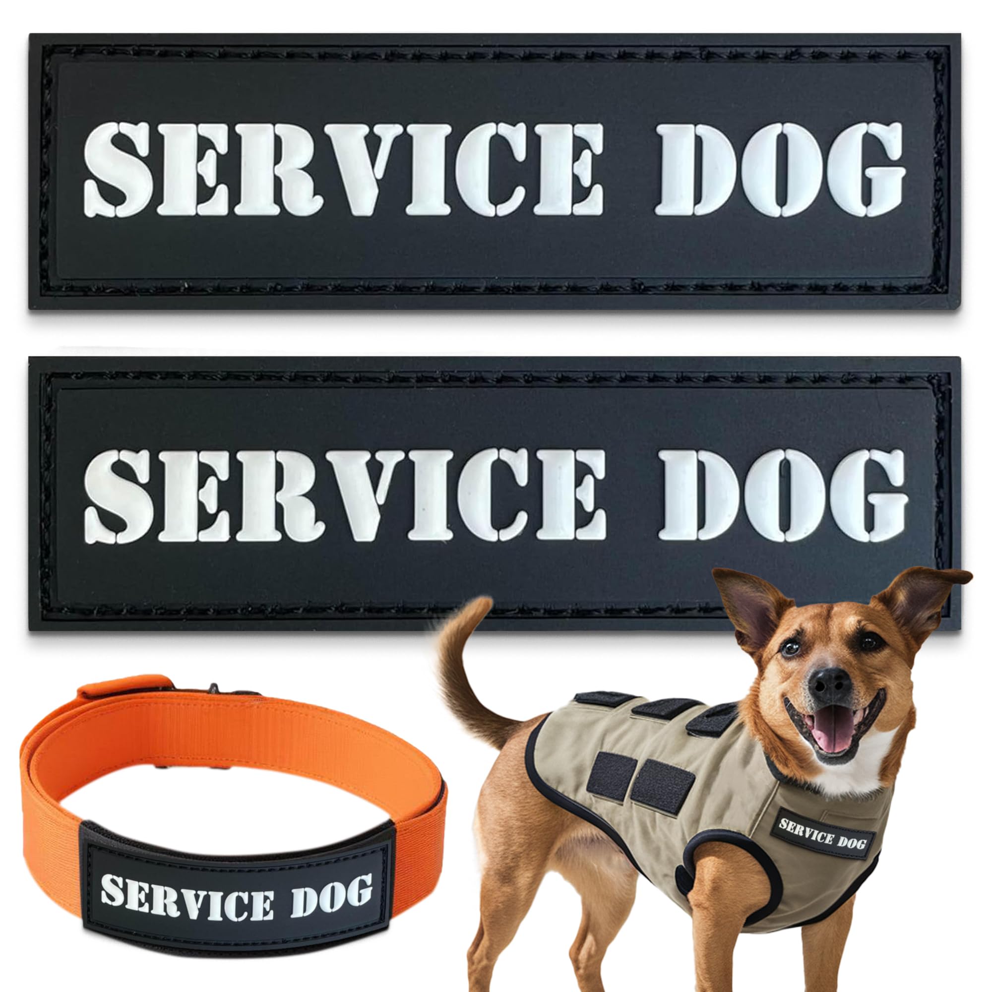 Service Dog Patches - Tactical Morale Dog Patch with Hook and Loop Dog Patches for Harness Dog Vest Patches Removable Dog Tags Cute Dog Accessories for Working and Training Dogs (2 pcs)