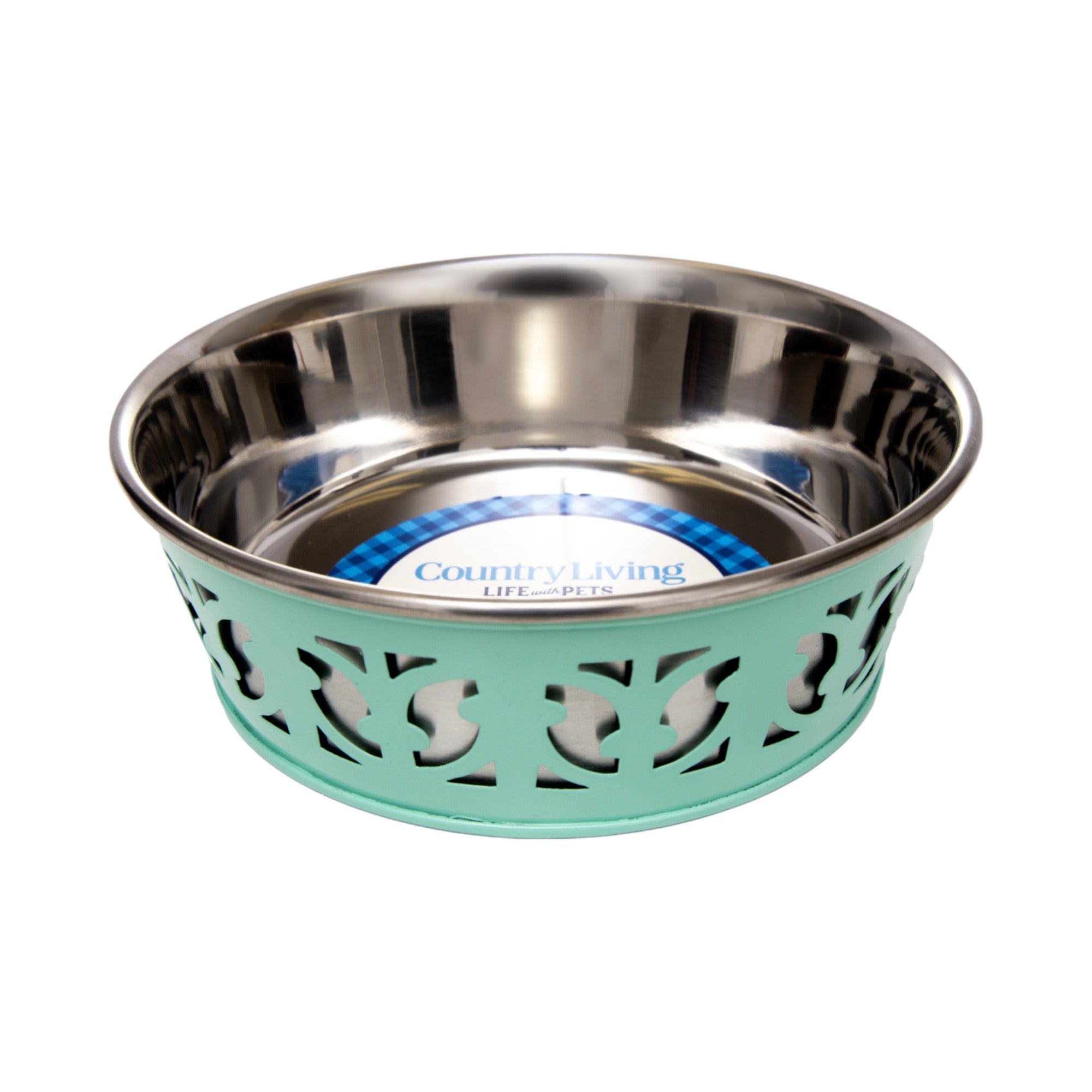 Country Living Set of 2 Stainless Steel Dog Bowls – Farmhouse Style, Ideal for Small to Medium Dogs