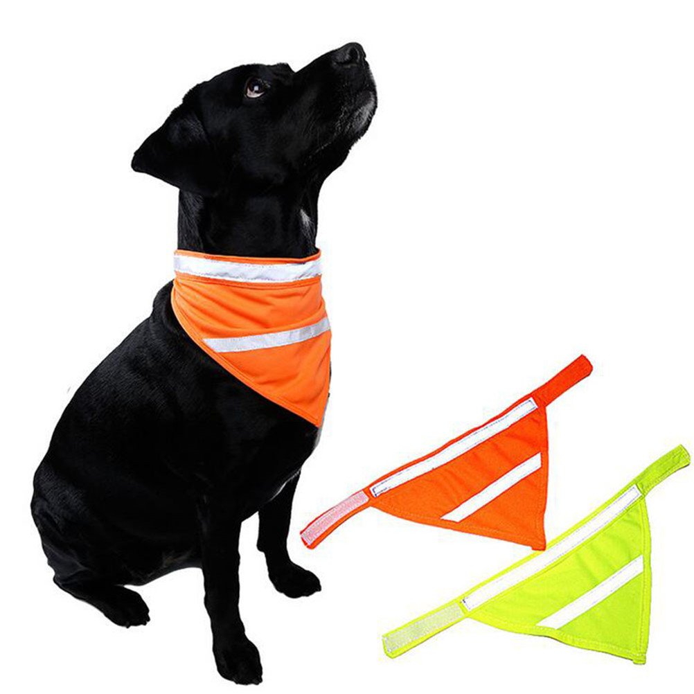 2-Pack Dog Bandanas Reflective Dog Scarf Dog Bandana Cat Yellow&Orange M