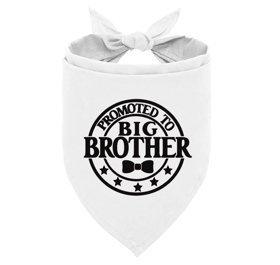 Promoted to Big Brother Dog Bandana White Dog Bandana Gender Reveal Pet Dog Scarf Accessories Pet Dog Triangle Scarf Funny Cute Dog Bandana Dog Bandana for Small Medium Large Dogs (C24)