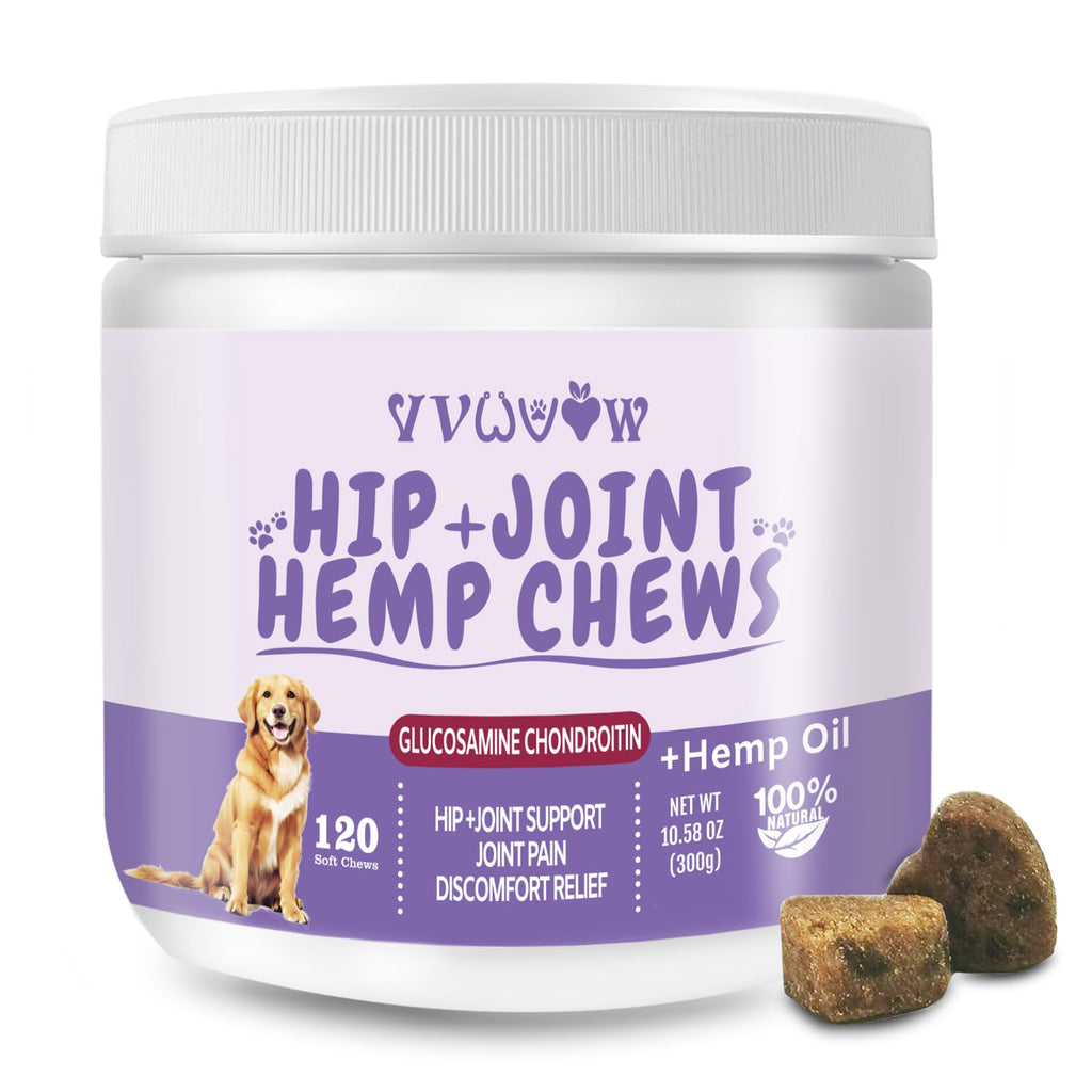 VVWVVW Glucosamine for Dogs 120 Chews Joint Supplement for Dogs Hip and Joint Supplement for Dogs Dog Hip and Joint Chondroitin Chews Treats Dog Joint Pain Relief Fit All Large Small Medium Breed