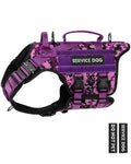 Tactical Dog Harness - PETNANNY Dog Harness Service Dog Vest for Large Breed Dog Hook and Loop Panel for Service Dog Patchs Work Dog MOLLE Vest with Handle for Walking Hiking Training(Purple CamoL)
