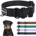 Heavy-Duty Dog Collar for Large or Medium Dogs Tactical Dog Collar for Active Dogs Double-Layered Nylon (Black 14-20)
