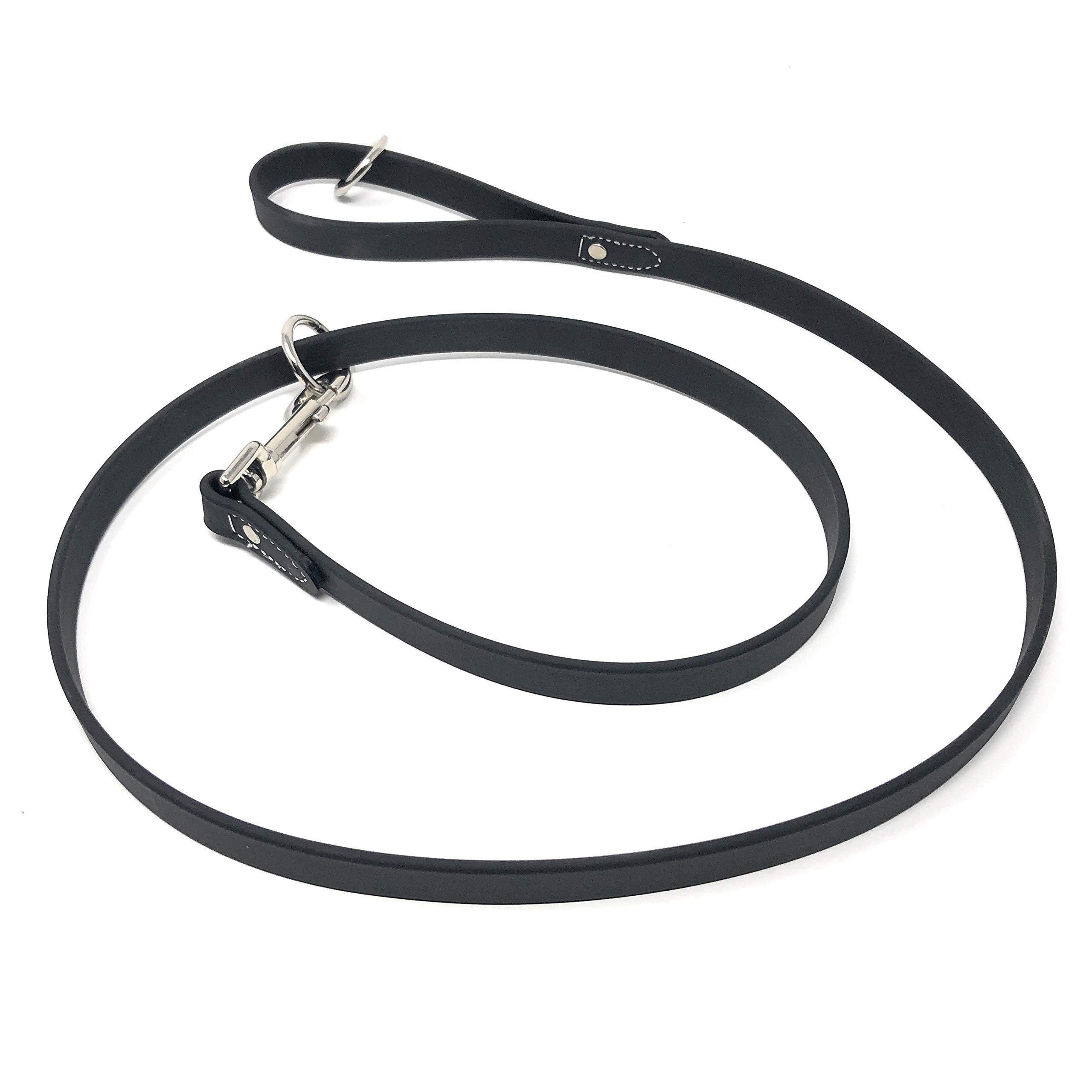 Regal Dog Products Waterproof Leash – 5 ft. Black Dog Leash with Easy to Use Collar Hook Lightweight and Proof Training Pet Lead with Vinyl-Coated Webbing for Small Medium Large or XL Dogs