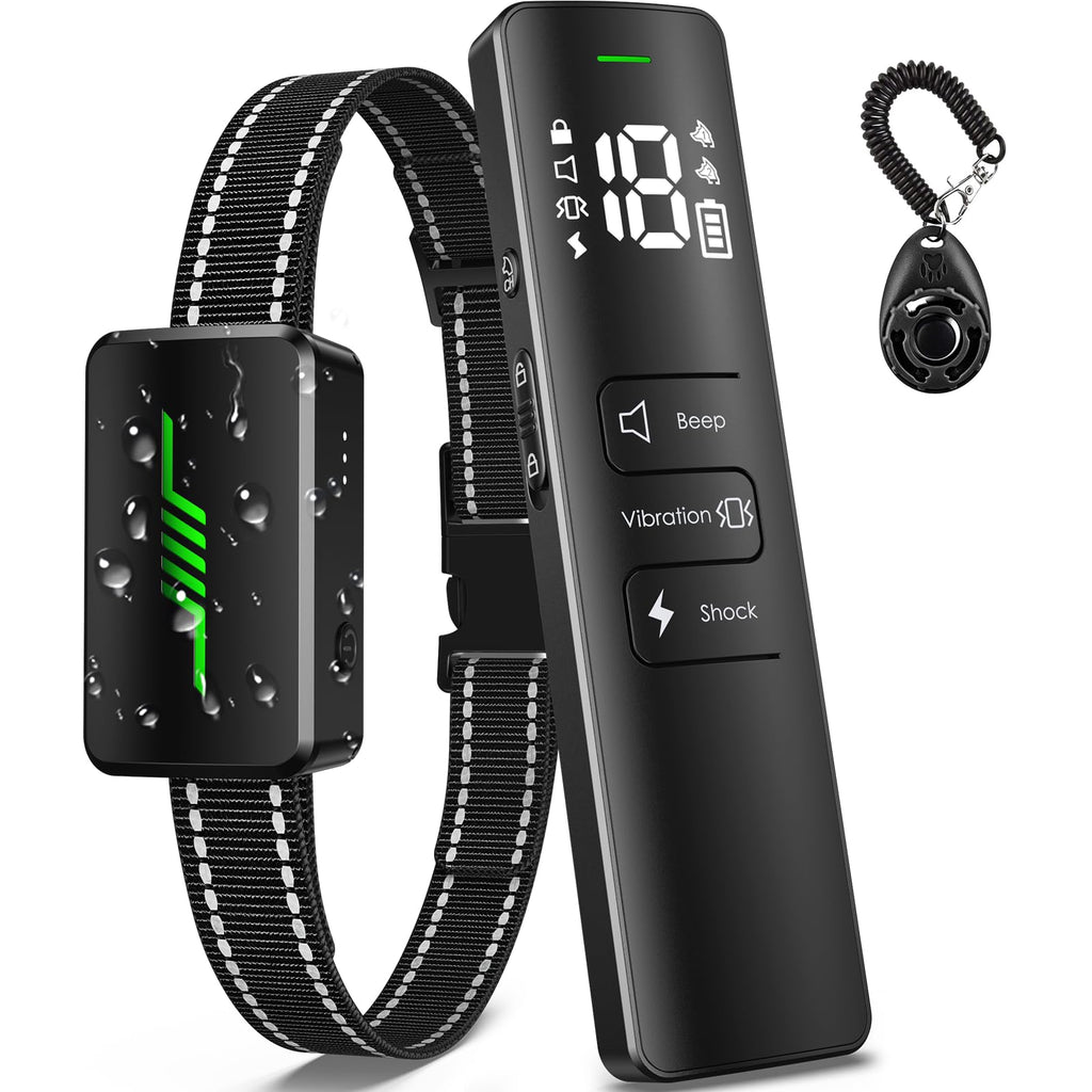 Dog Shock Collar 2023 New User-Friendly IPX7 Waterproof Dog Training Collar with 3 Modes Electric Shocker for 10-120lbs 2600FT E-Collar for Large Medium with Training Clicker (Black)