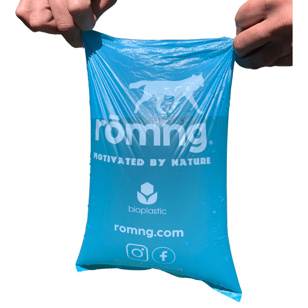 bio-based dog poop bags + bamboo dispenser