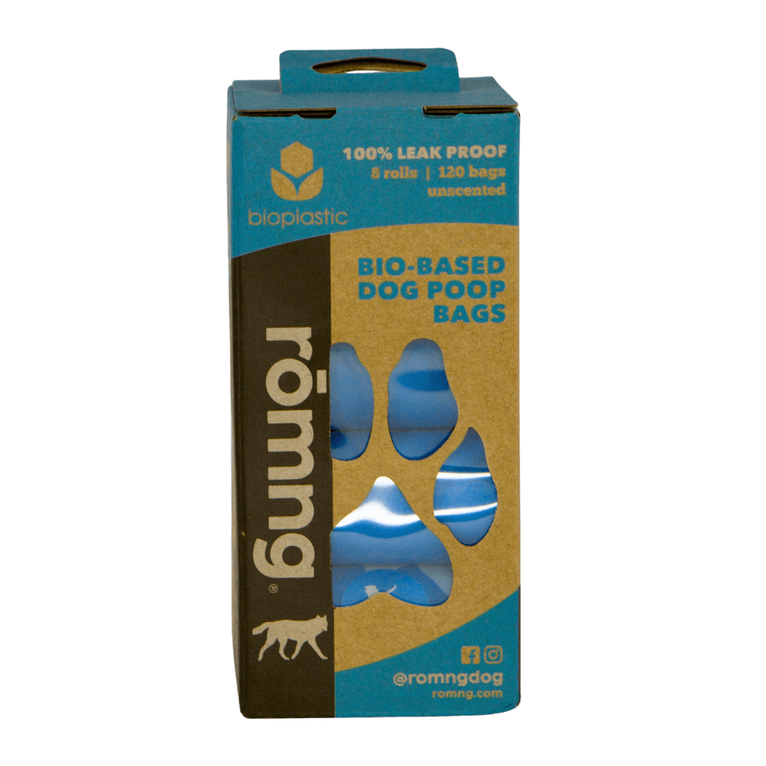 bio-based dog poop bags + bamboo dispenser